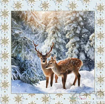 Papírový ubrousek Ubrousky &#039;Daisy&#039; 33 x 33 cm 3N (20 ks) - (Vánoce) srny v lese
