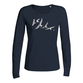 Dámské tričko Tričko vlaštovky tmavomodré s dlouhým rukávem - dámské Varianta: M