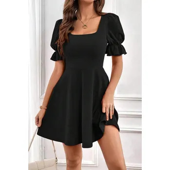 Dámské šaty 48753 Dewberry Mini Size Balloon Sleeve Crepe Dress-BLACK dewberry černá 3281771