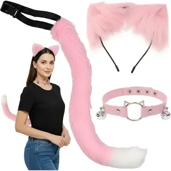 Trojdílný kostým kočky/lišky, růžový