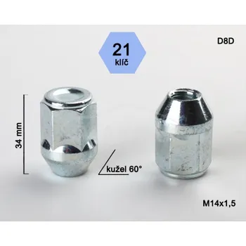 Matice na kolo BIMECC Kolová matice M14x1,5 kužel zavřená, klíč 21