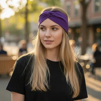 Ebbie Bavlněná čelenka - FIALOVÁ Velikost: L