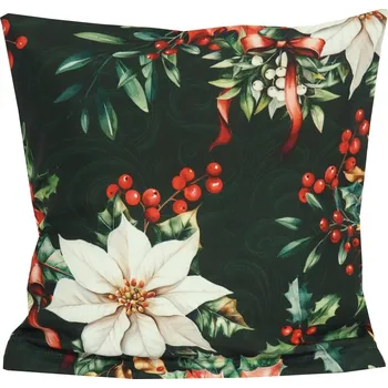 Povlak na dekorativní polštářek Povlak na polštářek Vánoční růže - zelený 40x40