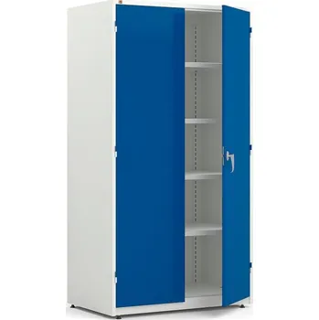 Šatní skříň Kovová skříň SPIRIT, 1900x1020x635 mm, bílá, modré dveře