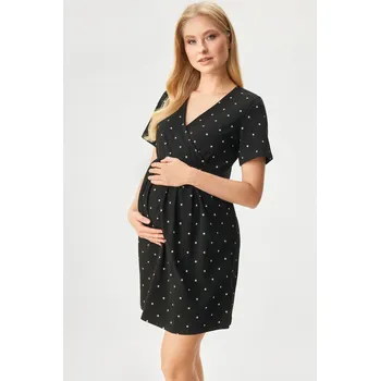 Dámské noční prádlo Těhotenská bavlněná noční košilka Dots krátká