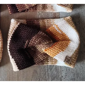 Zimní čelenka Pletená čelenka hnědá