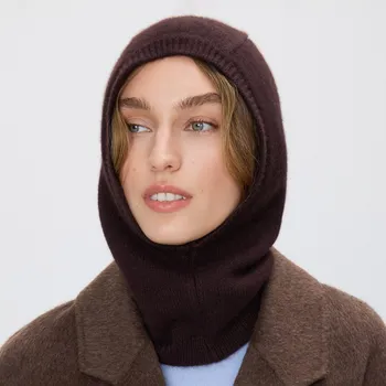 Čepice Reserved - Kukla s vlnou a kašmírem - tmavě hnědá - 166FD-89X - 166FD-89X-ONE