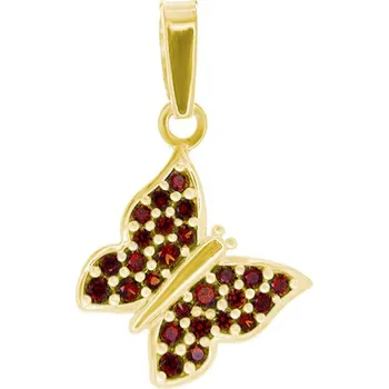 Přívěsek Český Granát Motýl červená