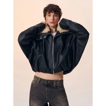 Bunda z imitace kůže - S - House - černá - 169HR-99X