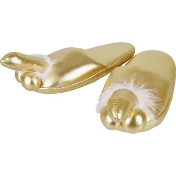 Zlaté žertovné papuče s penisem Penis Slippers Gold