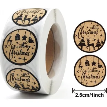 Vánoční dekorace Flamenco Mystique Vánoční samolepky na pásku, 500 kusů, průměr 25 mm, papírové