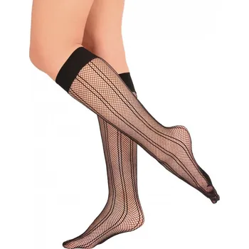 Dámské erotické punčochy Vzorované samodržící podkolenky Passion PRESTIO černé