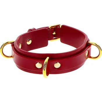BDSM obojek TABOOM Bondage In Luxury D-Ring Collar Deluxe (Red)