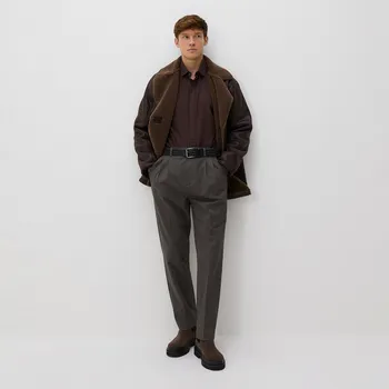 Reserved - Kalhoty s pleteným páskem - tmavě šedá - RH014-90P - RH014-90P-32