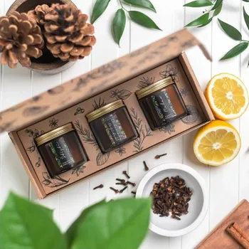 Svíčka VONTREE CANDLE® VONTREE CANDLE Dárková sada přírodních sójových svíček - Štěstí - 3 x 60 ml