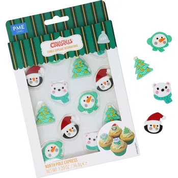 Jedlá dekorace na dort PME DEKORACE CUKROVÁ - NORTH POLE EXPRESS (VÁNOCE) 12ks