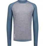 Merino triko Mons Royale Temple LS Grey Heather/Goblin Blue Modrá M