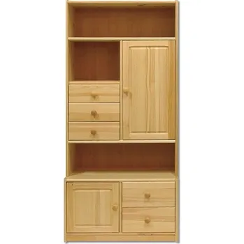 Knihovna Max-i Kombinovaná knihovna / regál DR02 masiv borovice Zvolte barvu:: bezbarvý lak