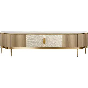Televizní stolek TV stolek Stilig 200 cm slonovinový/zlatý