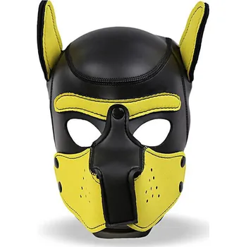 Erotická maska INTOYOU Neoprene Dog Mask (Yellow / Black), fetish maska pes