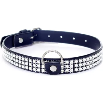 BDSM obojek Třpytivý obojek Fetish Boss Series Collar Silver Crystals, 2 cm vysoký