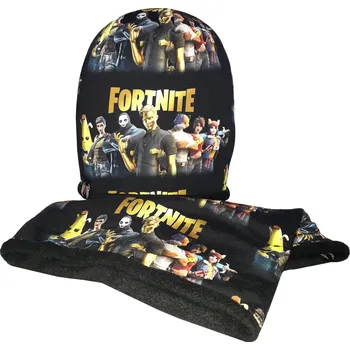 Pokrývka hlavy ČEPICE DĚTSKÁ S NÁKRČNÍKEM FORTNITE TMAVÁ Velikost: S