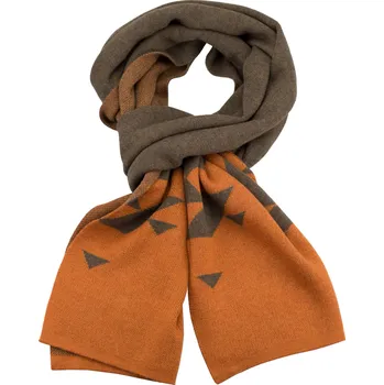 Šála Cihlově hnědá pánská šála s geometrickým vzorem