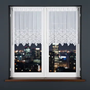 Záclona Dekorační metrážová vitrážová záclona NADIA bílá výška 80 cm MyBestHome Cena záclony je uvedena za běžný metr, kod: 018495