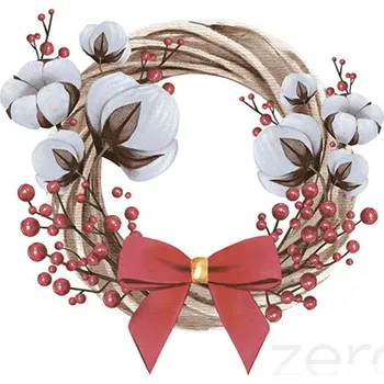 Papírový ubrousek Ubrousky &#039;Daisy&#039; 33 x 33 cm 3N (20 ks) - (Vánoce) věnec s bavlnou