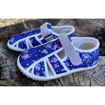 Dívčí bačkory Jonap Barefoot přezůvky Home new - Fialová mořská panna Velikost: 29,5