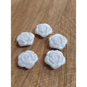 Korálek Plastové korálky růžičky Ø13 mm 10 ks barva off white