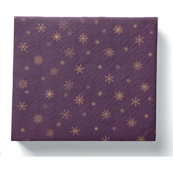 Papírový kapesník PROCOS UBROUSKY VÁNOČNÍ TMAVÁ FIALOVÁ 3VRSTVÉ 33X33CM