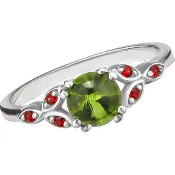 Prsten Český granát prsten stříbrný s vltavínem 121098V Velikost: 52