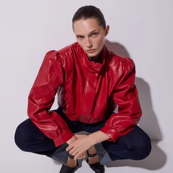 Dámský kabát Reserved - Krátká bunda se stojáčkem - červená - 703HD-33X - 703HD-33X-XL