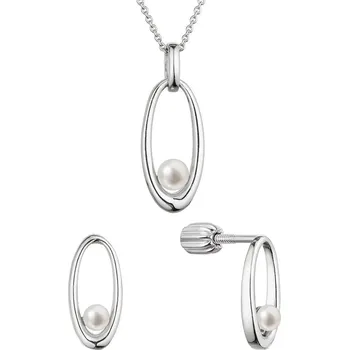 Oblečení a móda Perlová souprava ovál s bílou říční perlou 29076.1B