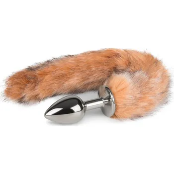 Anální kolík Zrzavý liščí ocásek EasyToys no.7 stříbrný anální kolík