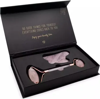 Masážní přístroj Masážní sada na obličej (Jade roller & Gua Sha) - růžová