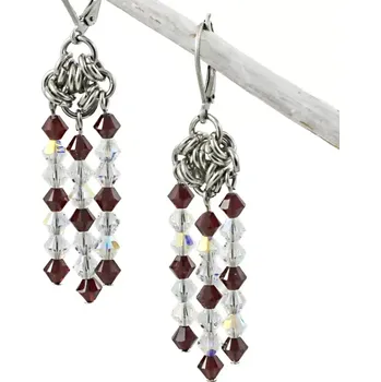 Náušnice Dámské náušnice Swarovski červeno-čiré