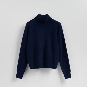 Dámský svetr Reserved - Vlněný rolák s kašmírem - tmavomodrá - TE803-59X - TE803-59X-XL