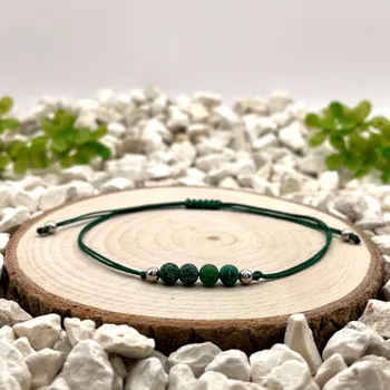 Náramek Certom Provázkový náramek achát zelený matný 0384