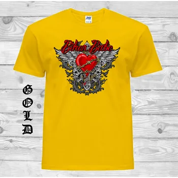 Pánské tričko levne-bavlnene-chopper-tricko-potisk-biker-srdce Barva: Yellow - žlutá, velikost: XS