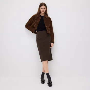 Dámská sukně Reserved - Midi sukně s rozparkem - tmavě hnědá - 996GA-89X - 996GA-89X-L