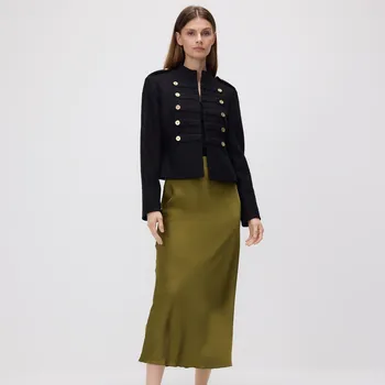 Dámská sukně Reserved - Saténová midi sukně - olivová - 074GG-91X - 074GG-91X-XL