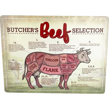 Plechová cedule DODINO Plechová cedule Butcher’s Beef Selection 30 x 40 cm