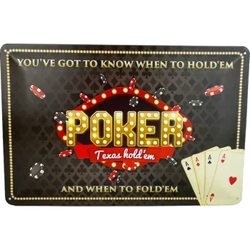 Plechová cedule DODINO Plechová cedule Poker Texas 20 x 30 cm