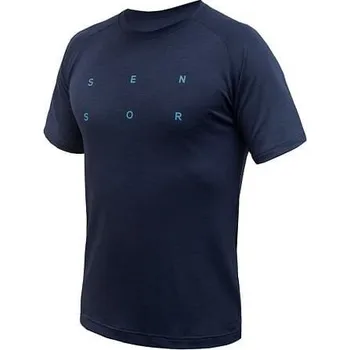 Oblečení a móda Sensor Merino Blend Typo - Pánské triko s krátkým rukávem Deep Blue XL