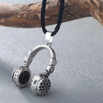 Náhrdelník Pánský náhrdelník sluchátka stříbrná