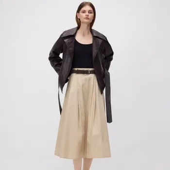 Dámská sukně Reserved - Midi sukně s páskem - béžová - 697EH-08X - 697EH-08X-XL