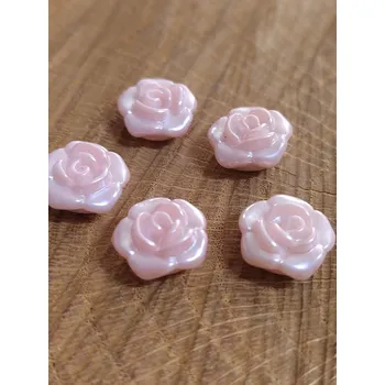 Korálek Plastové korálky růžičky Ø13 mm 10 ks barva růžová