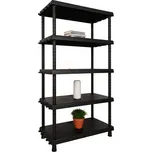 Plastový regál Mamutex VARIO 1645x920x450 mm - 5 polic, nosnost 250 kg, černý